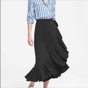 BANANA REPUBLIC Black Midi Wrap Ruffle Skirt